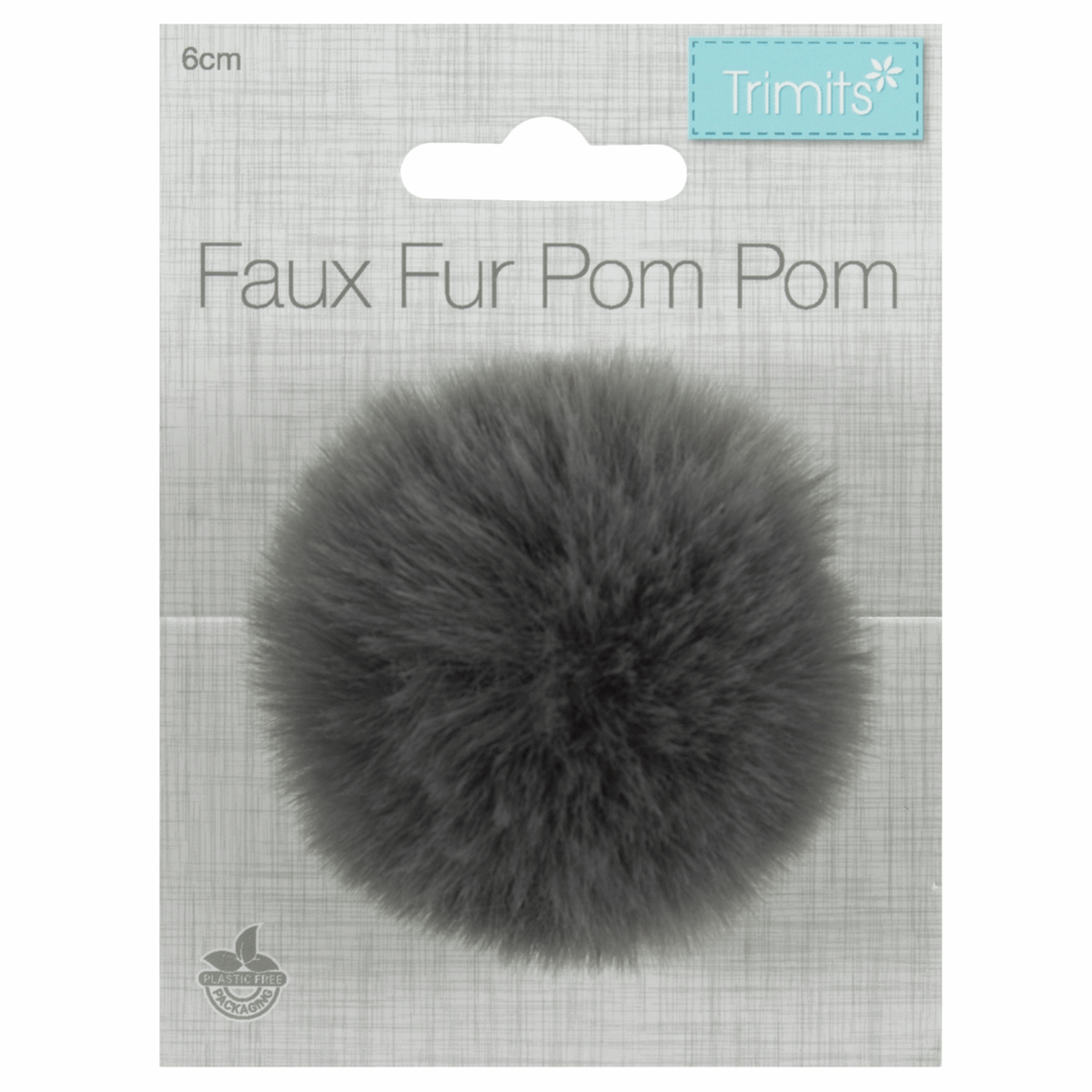 FAUX FUR POM POM - 1 PIECE - 6cm GREY