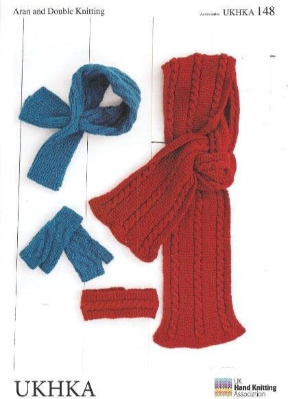 KNITTING PATTERN - UKHKA/148 DK/ARAN - Scarf & Mittens - 4-12 Years