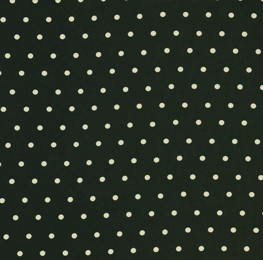DARK GREEN POLKA DOT POLYESTER FABRIC
