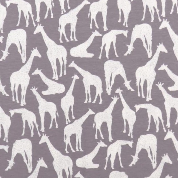 GIRAFFES ON MAUVE GLITTER JERSEY