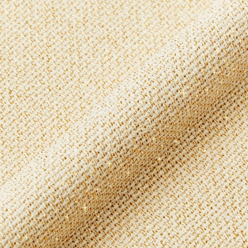 METALLIC AIDA - EMBROIDERY FABRIC - 14 Count 5.5pts/cm. Linen/Gold