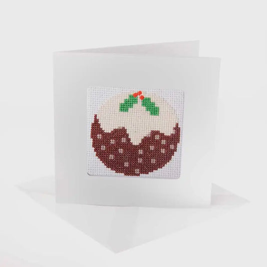 Mini Cross Stitch - CARD KIT (With Envelope) - CHRISTMAS PUDDING