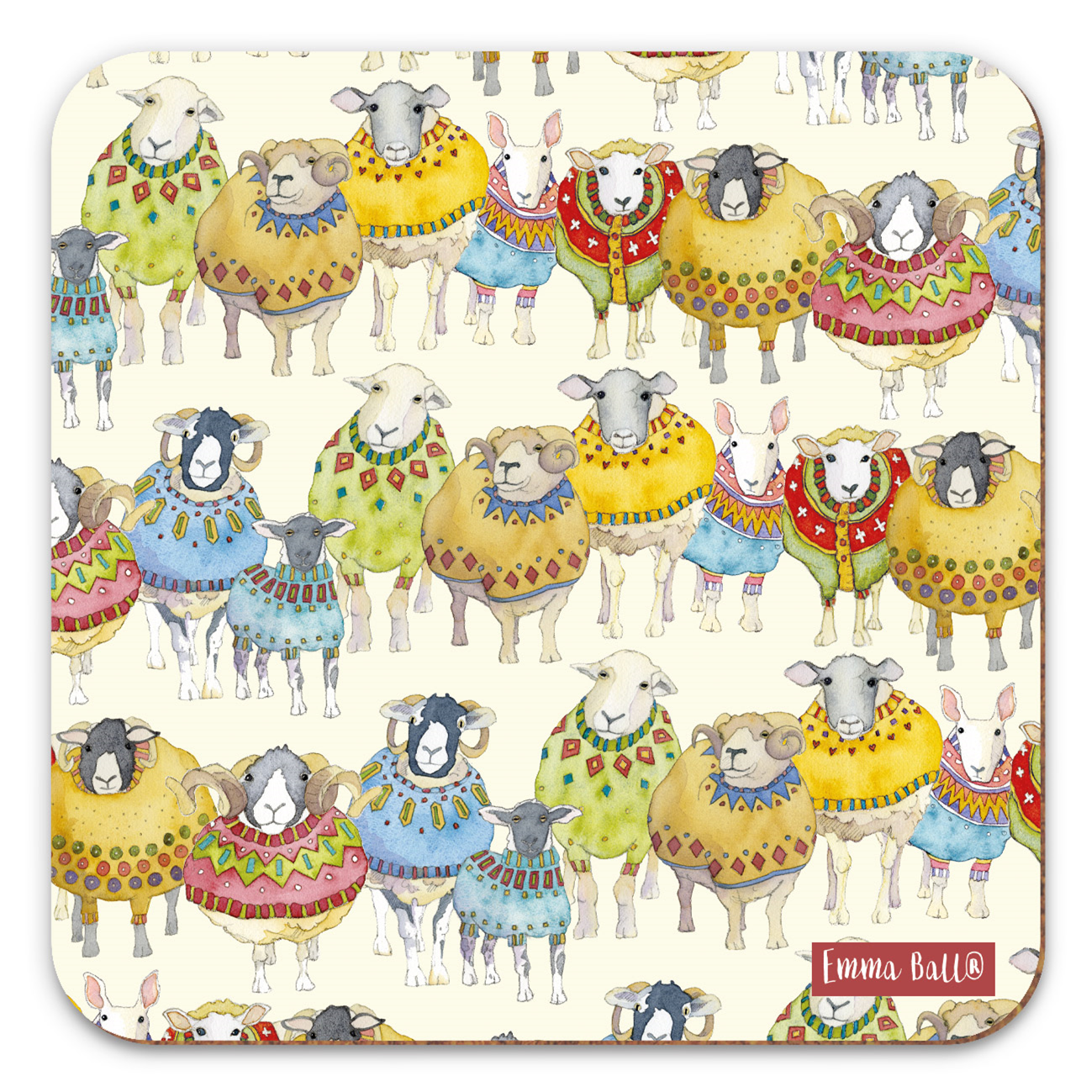 Sheep in Sweaters Pattern - Single Coaster