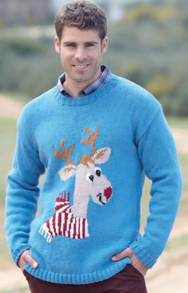 Knitting Pattern 7118 - Reindeer Jumper in Country Style DK