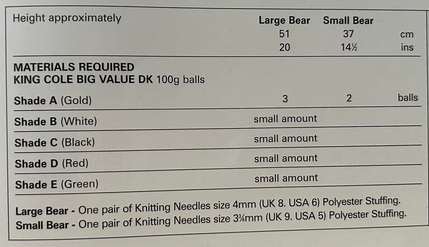 Knitting Pattern 1001 - Pudsey Bear in DK