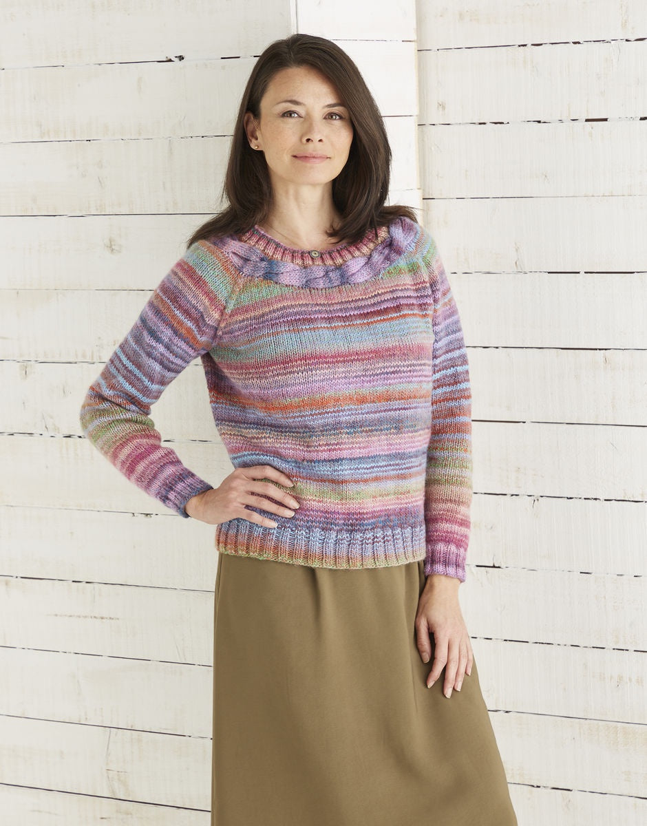 Knitting Pattern 10028 - TOP DOWN SWEATER IN SIRDAR JEWELSPUN ARAN