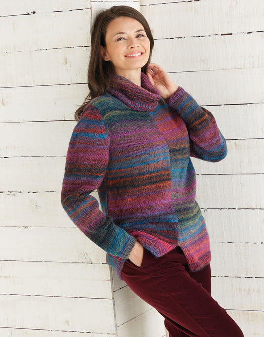 Knitting Pattern 10030 - TWO-TONE SWEATER IN SIRDAR JEWELSPUN ARAN