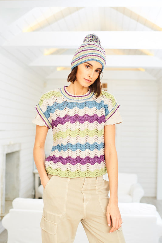 Knitting Pattern 10059 - Women's Sweater, Top, & Hat in Recreate DK