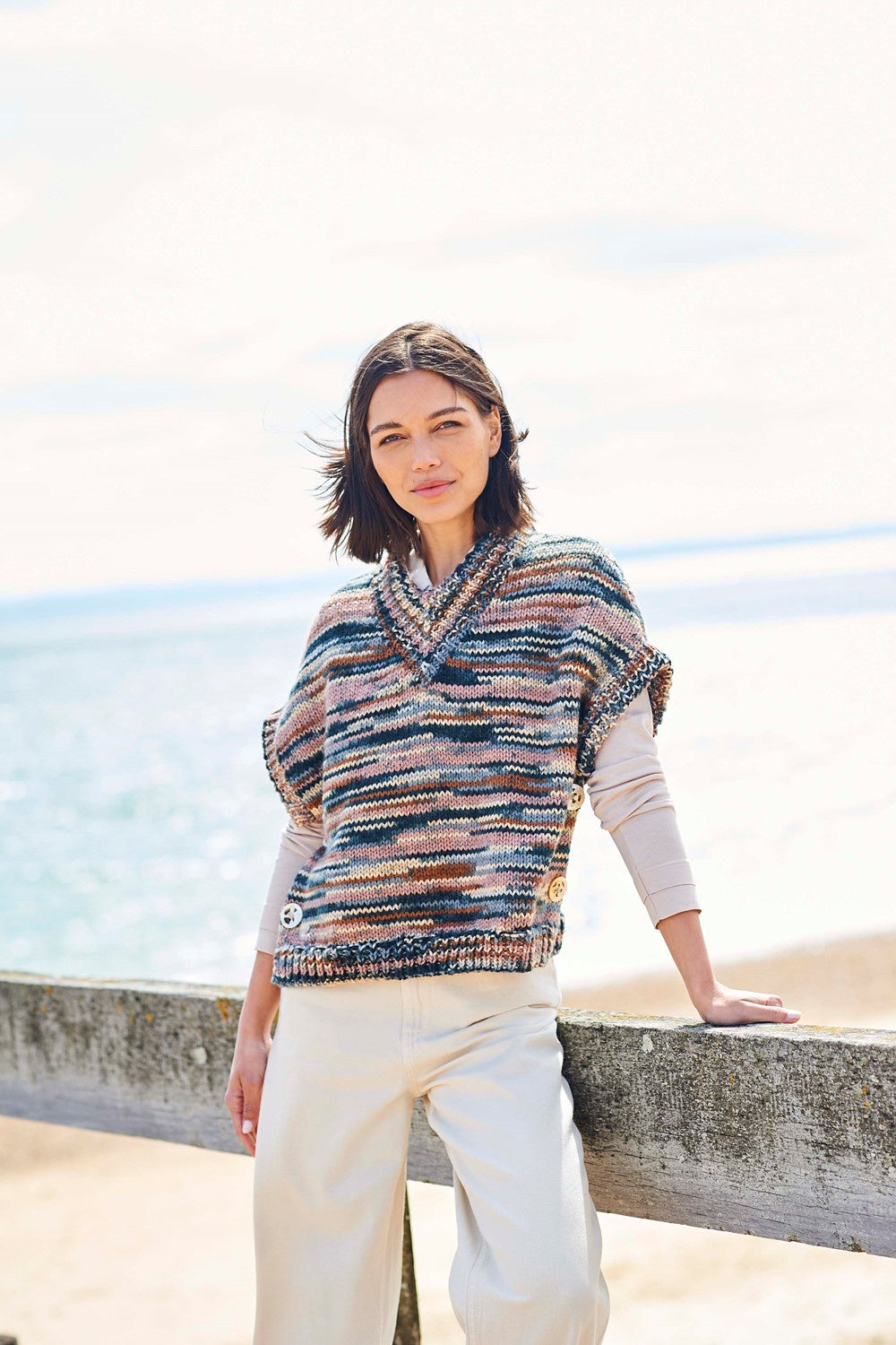 Knitting Pattern 10093 - Poncho and Sweater in For the Love of Stripes Chunky