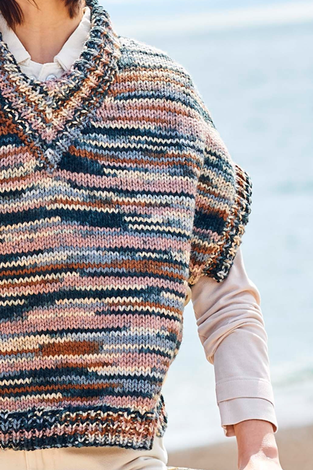 Knitting Pattern 10093 - Poncho and Sweater in For the Love of Stripes Chunky