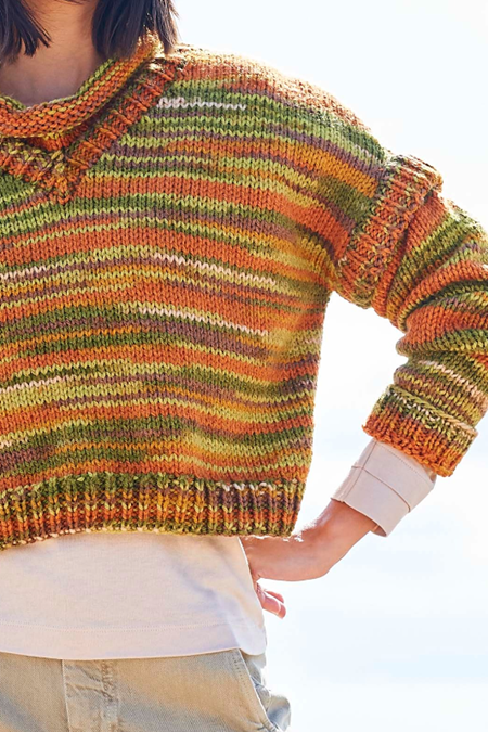 Knitting Pattern 10093 - Poncho and Sweater in For the Love of Stripes Chunky