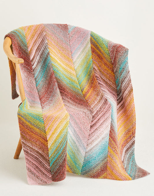 Knitting Pattern 10141 - KNITTED BIAS BLANKET IN SIRDAR JEWELSPUN