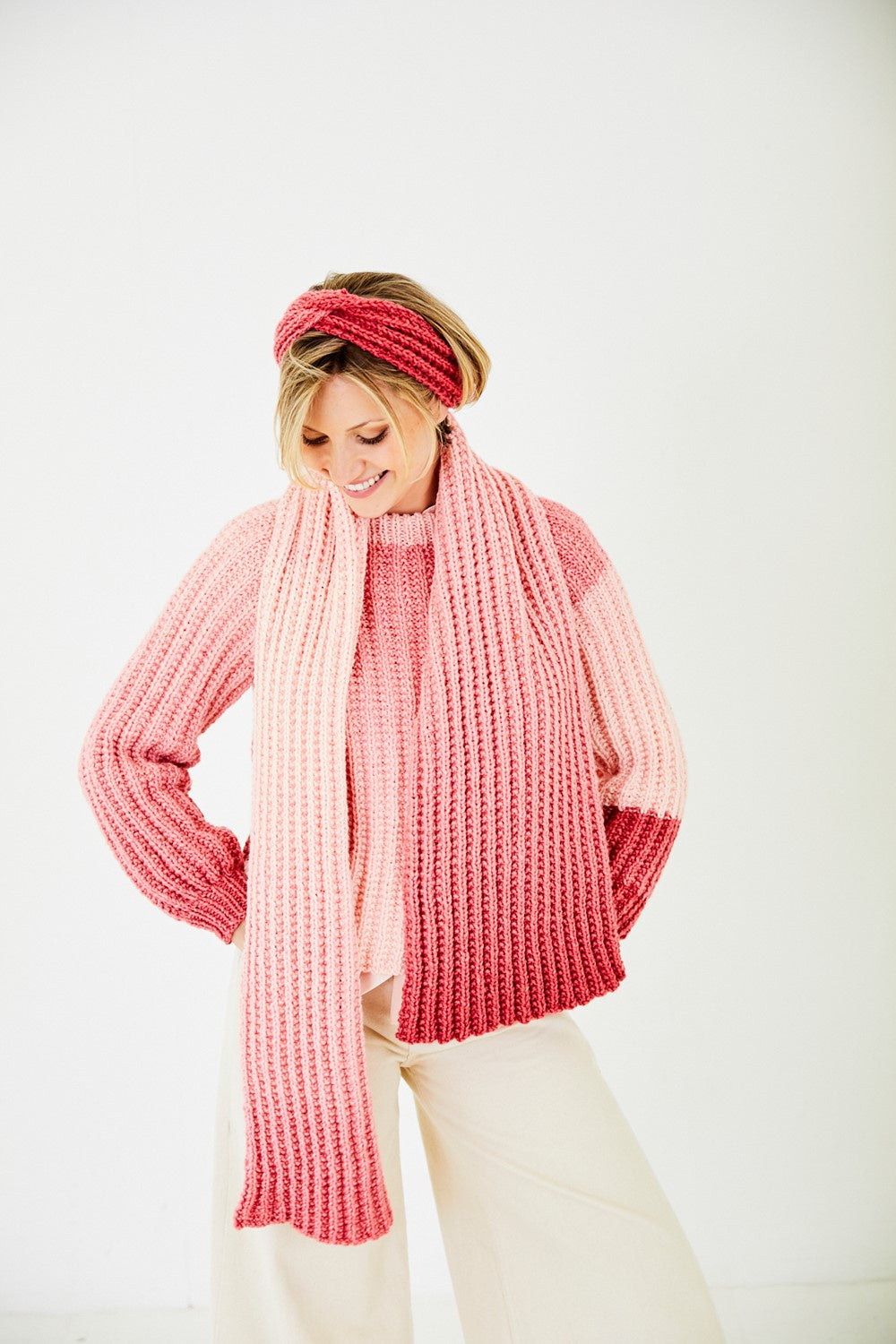 Knitting Pattern 10187 - Sweater, Headband & Scarf in Horizon Chunky