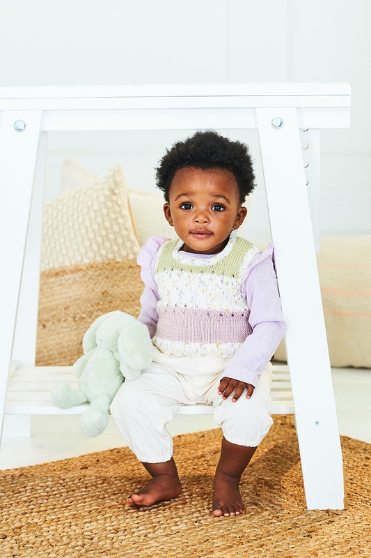 Knitting Pattern 10200 - Cardigan and Tank in Bambino DK & Bambino Dotty