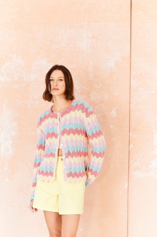 Knitting Pattern 10210 - Waistcoat & Cardigan in Colour Burst & Cotton Twist DK