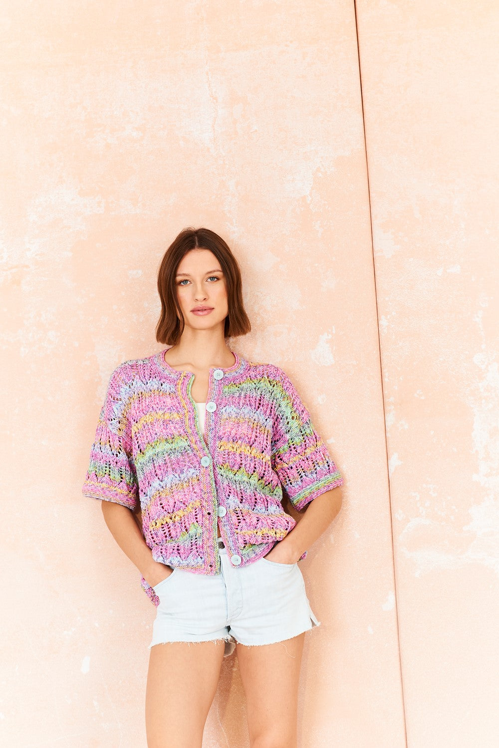 Knitting Pattern 10211 - Cardigan & Coat in Colour Burst & Cotton Twist DK