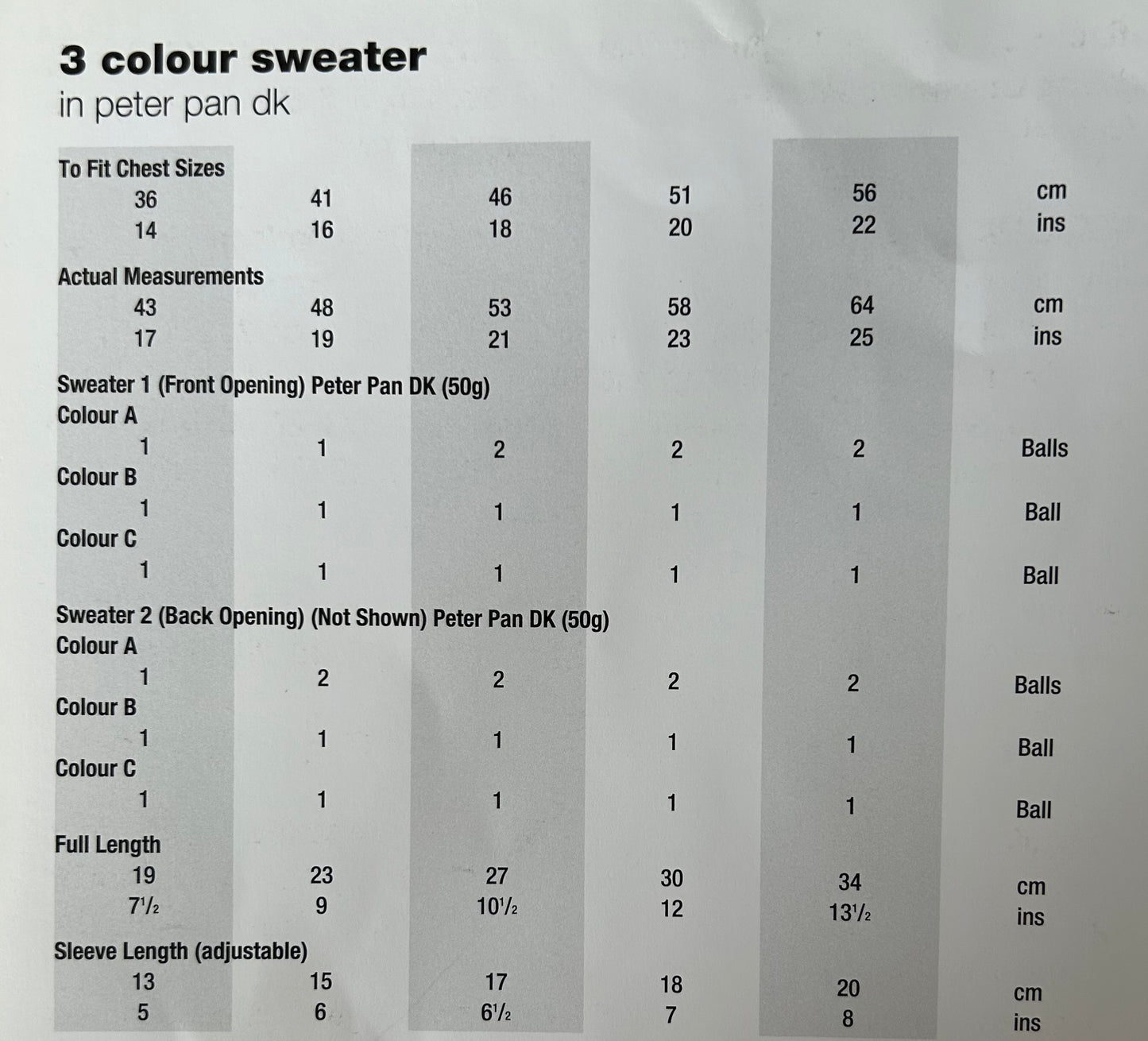 Knitting Pattern P1026 - 3 Colour Sweater in Peter Pan DK