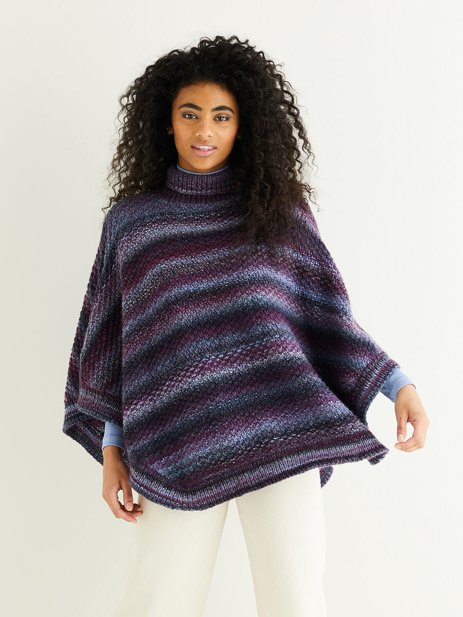 Knitting Pattern 10287 - TEXTURED PONCHO IN SIRDAR JEWELSPUN ARAN