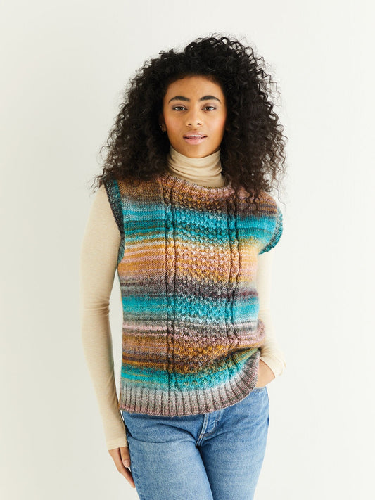 Knitting Pattern 10291 - TEXTURED PANEL VEST IN SIRDAR JEWELSPUN ARAN