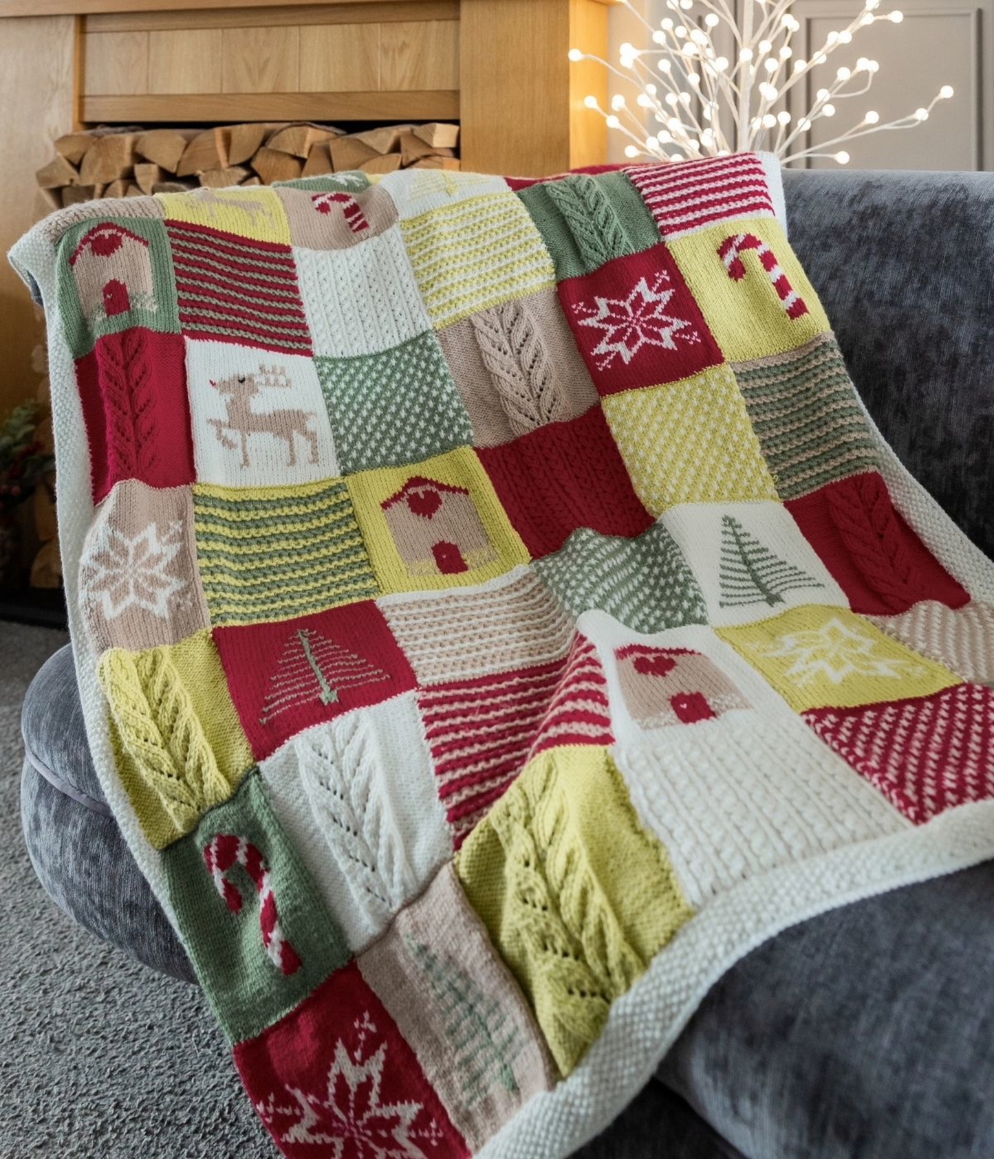 Knitting Pattern 1037 - Classic Christmas Blanket In Emu Classic DK