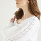 Knitting Pattern 10605 - SQUARE NECK LACE SLEEVE SWEATER IN HAYFIELD BONUS ARAN