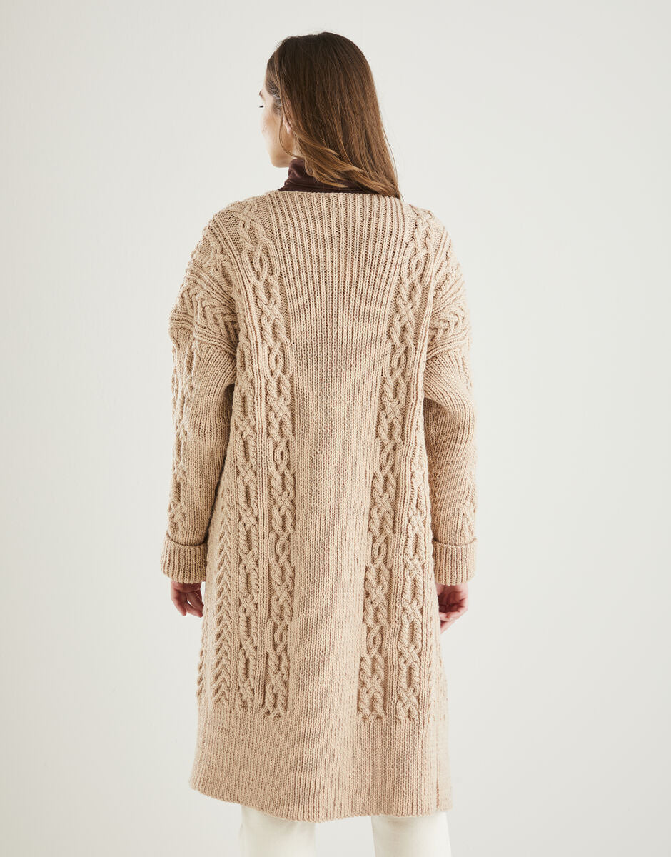 Knitting Pattern 10606 - LONGLINE EDGE TO EDGE CARDIGAN IN HAYFIELD BONUS ARAN