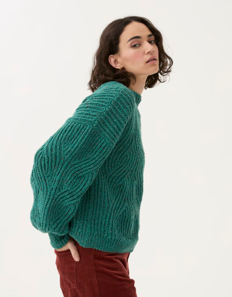 Knitting Pattern 10779 - BUTTON CUFF SWEATER KNITTING PATTERN IN SIRDAR LOVEFUL 100% RECYCLED TWEED BLEND