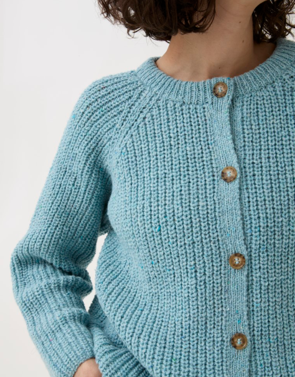 Knitting Pattern 10780 - ROUND NECK RIB CARDIGAN KNITTING PATTERN IN SIRDAR LOVEFUL 100% RECYCLED TWEED BLEND