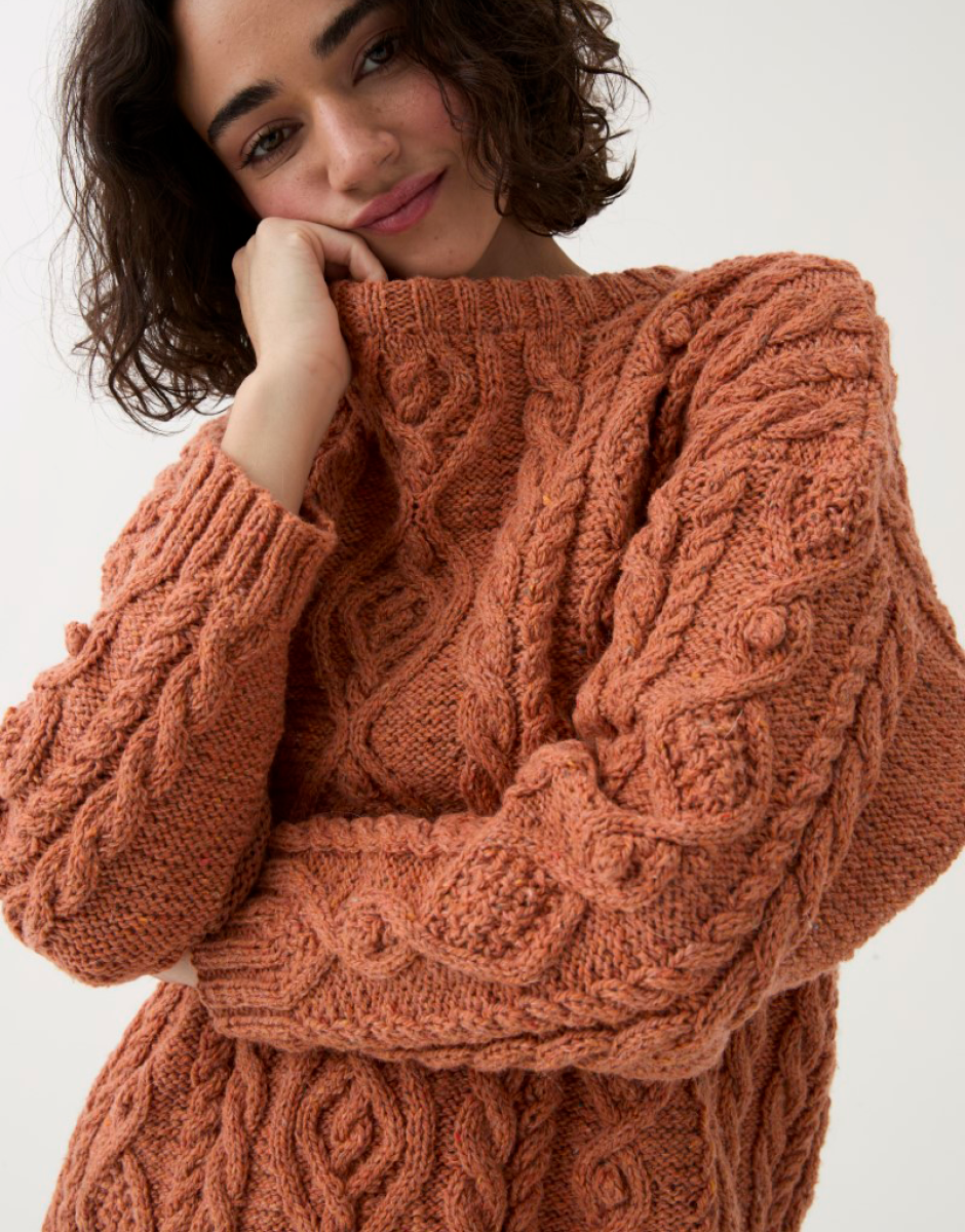 Knitting Pattern 10785 - CABLE CREW SWEATER KNITTING PATTERN IN SIRDAR LOVEFUL 100% RECYCLED TWEED BLEND