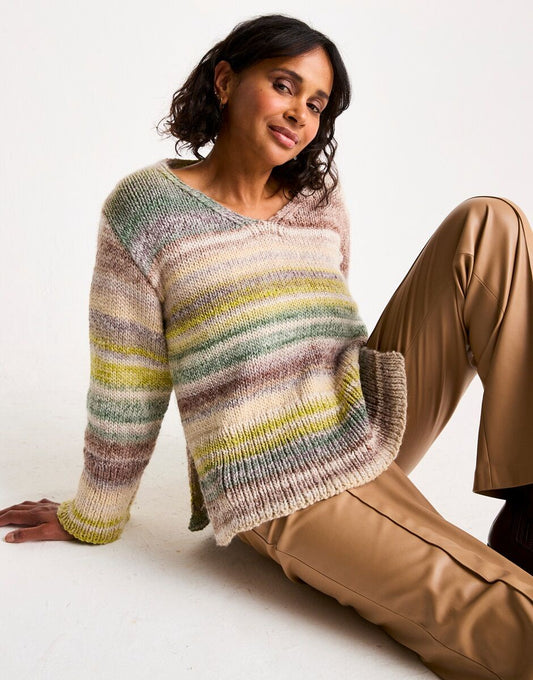 Knitting Pattern 10805 - SET-IN STONE SWEATER KNITTING PATTERN IN JEWELSPUN WITH WOOL CHUNKY