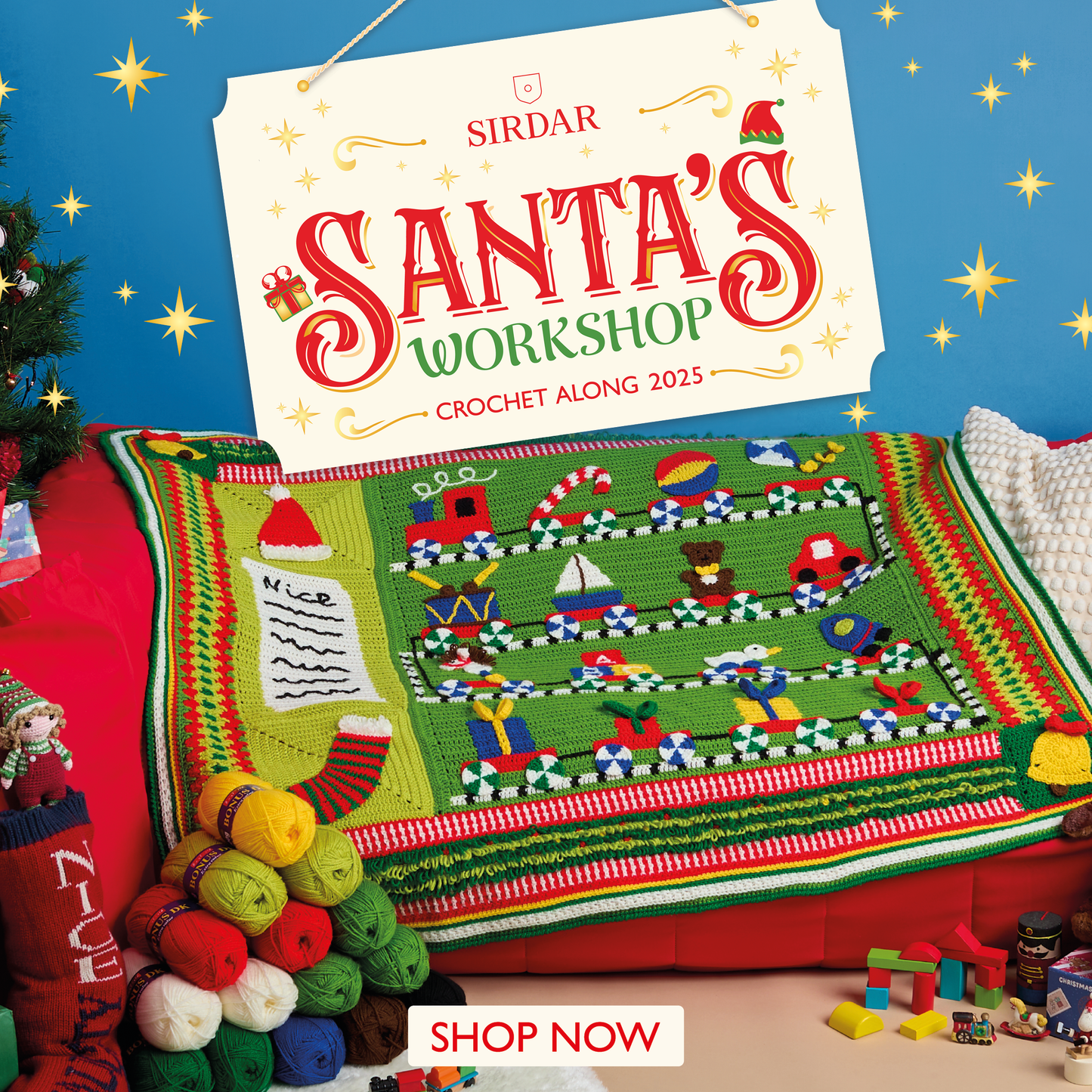 Sirdar Christmas Crochet Along 2025 - Santa's Workshop Blanket