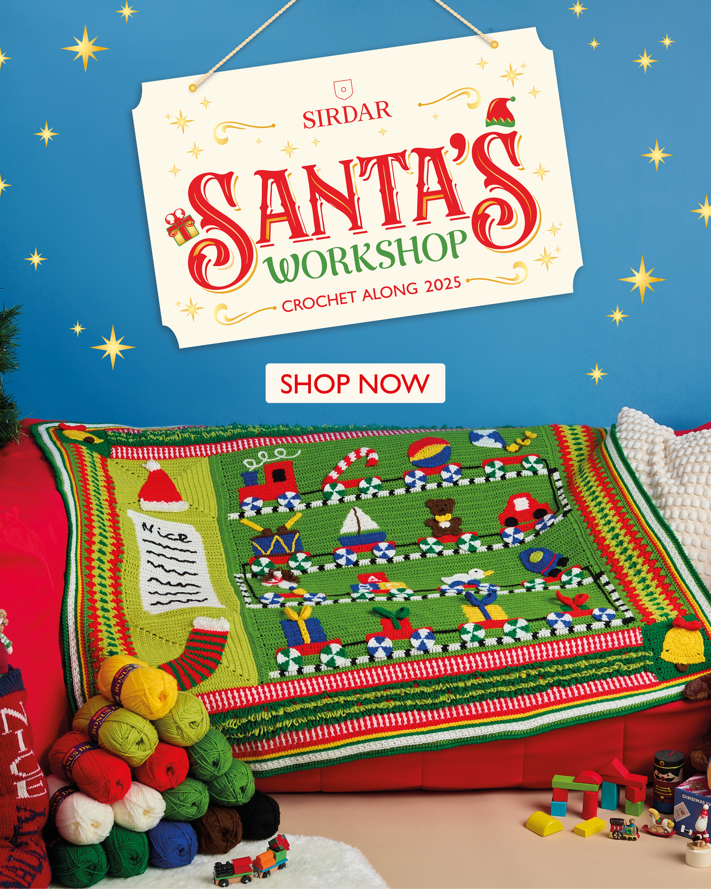 Sirdar Christmas Crochet Along 2025 - Santa's Workshop Blanket