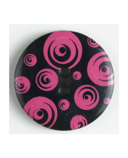 2 Hole Button - 34mm - Black/Pink