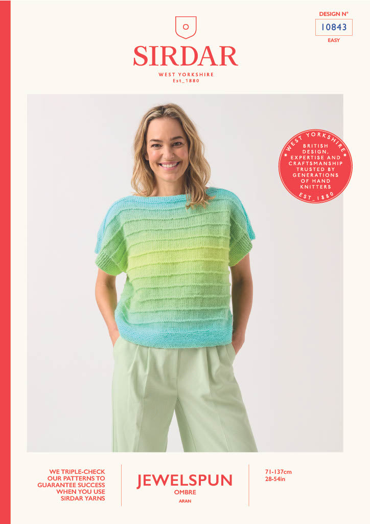 Knitting Pattern 10843 - To A Tee Knitted Top in Jewelspun Ombre Aran