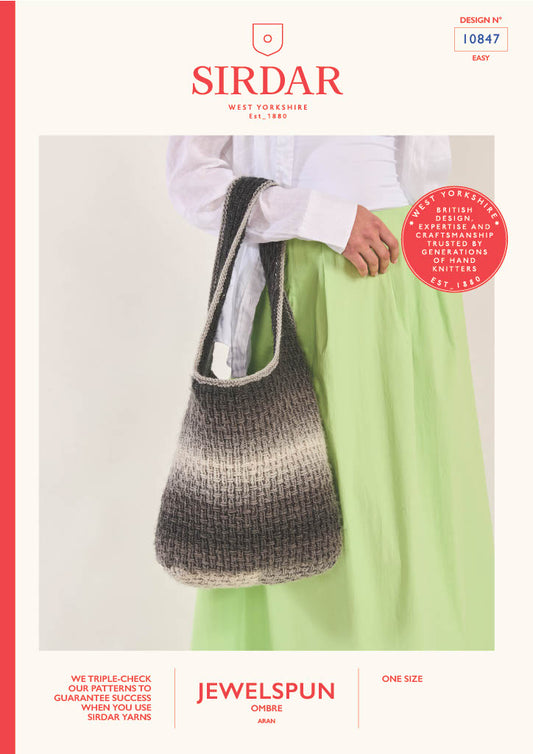 Knitting Pattern 10847 - No Slouch Shoulder Bag in Jewelspun Ombre Aran