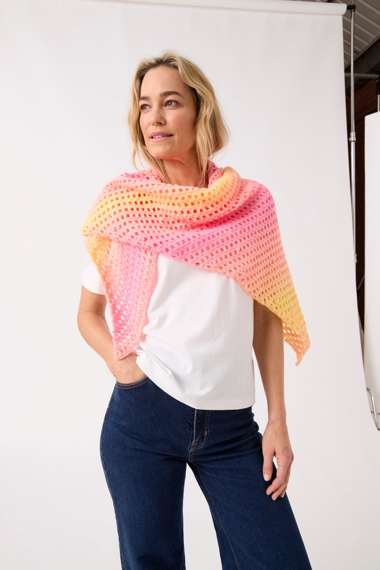 Crochet Pattern 10849 - Crochet Shawl in One in Jewelspun Ombre Aran