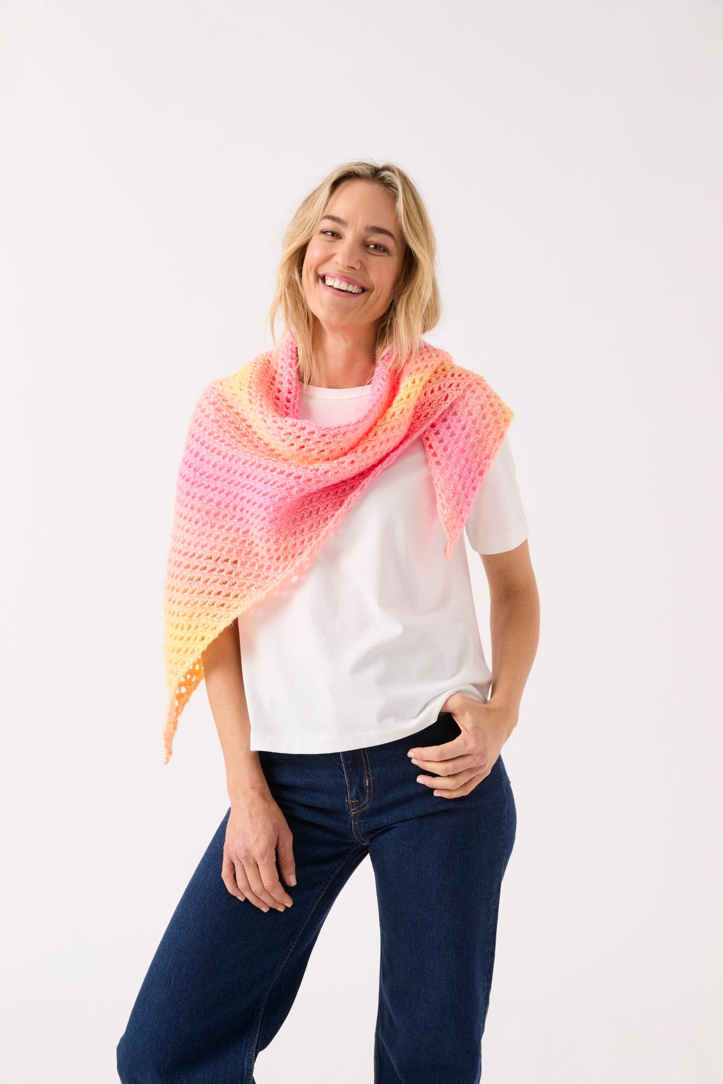 Crochet Pattern 10849 - Crochet Shawl in One in Jewelspun Ombre Aran