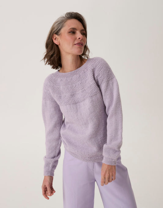 Knitting Pattern 10908 - Scallop Shell Yoke Sweater in Loveful Bio Blend DK