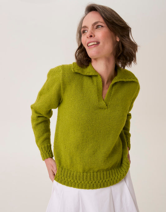 Knitting Pattern 10911 - Branched Rib Polo Sweater in Loveful Bio Blend DK
