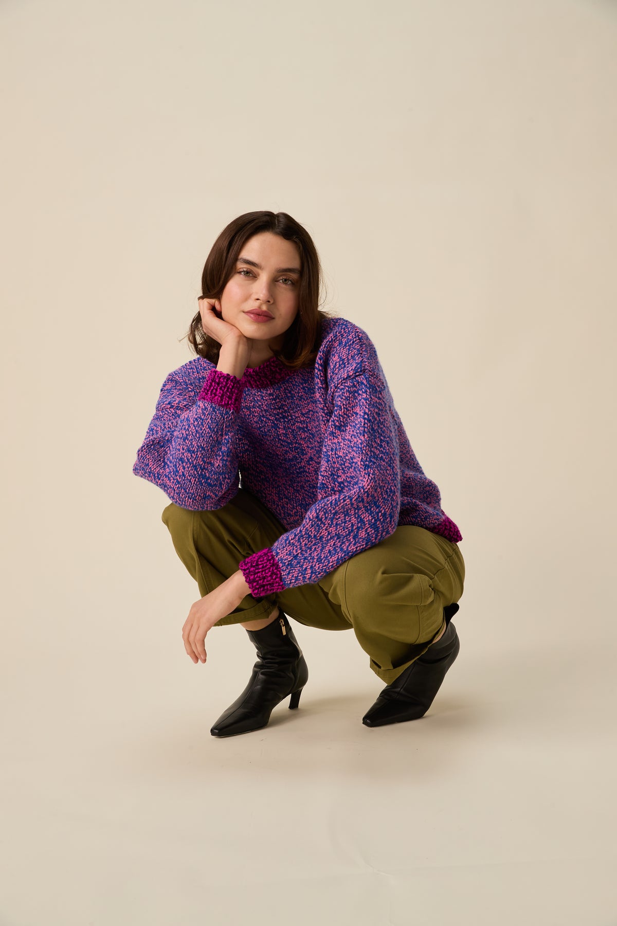 Knitting Pattern 10944 - Ripple Round Neck Sweater in Bonus Marl Chunky