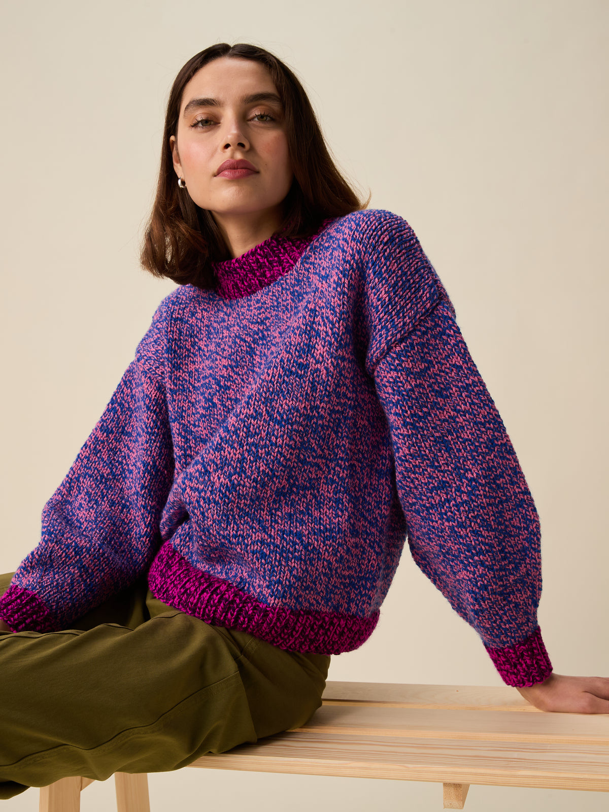 Knitting Pattern 10944 - Ripple Round Neck Sweater in Bonus Marl Chunky