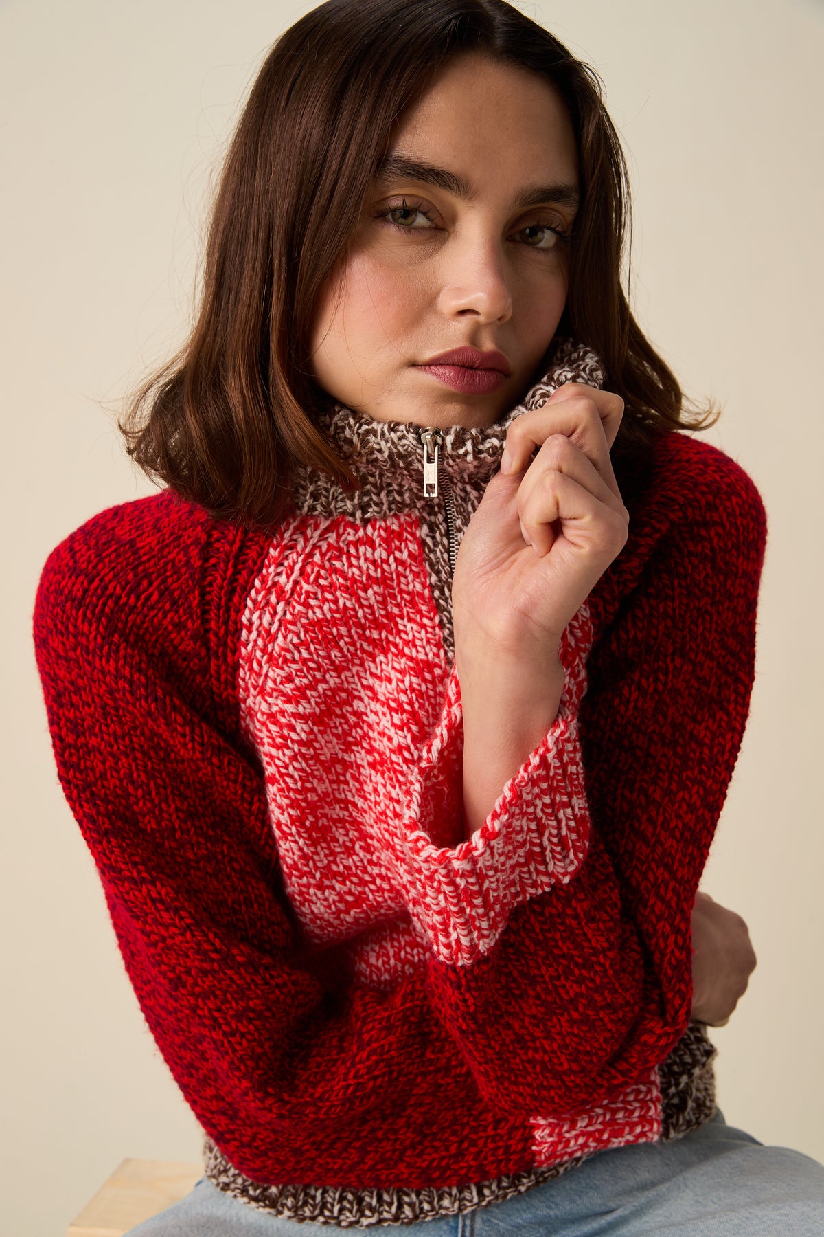 Knitting Pattern 10945 - Couple Zip-Up Sweater in Bonus Marl Chunky