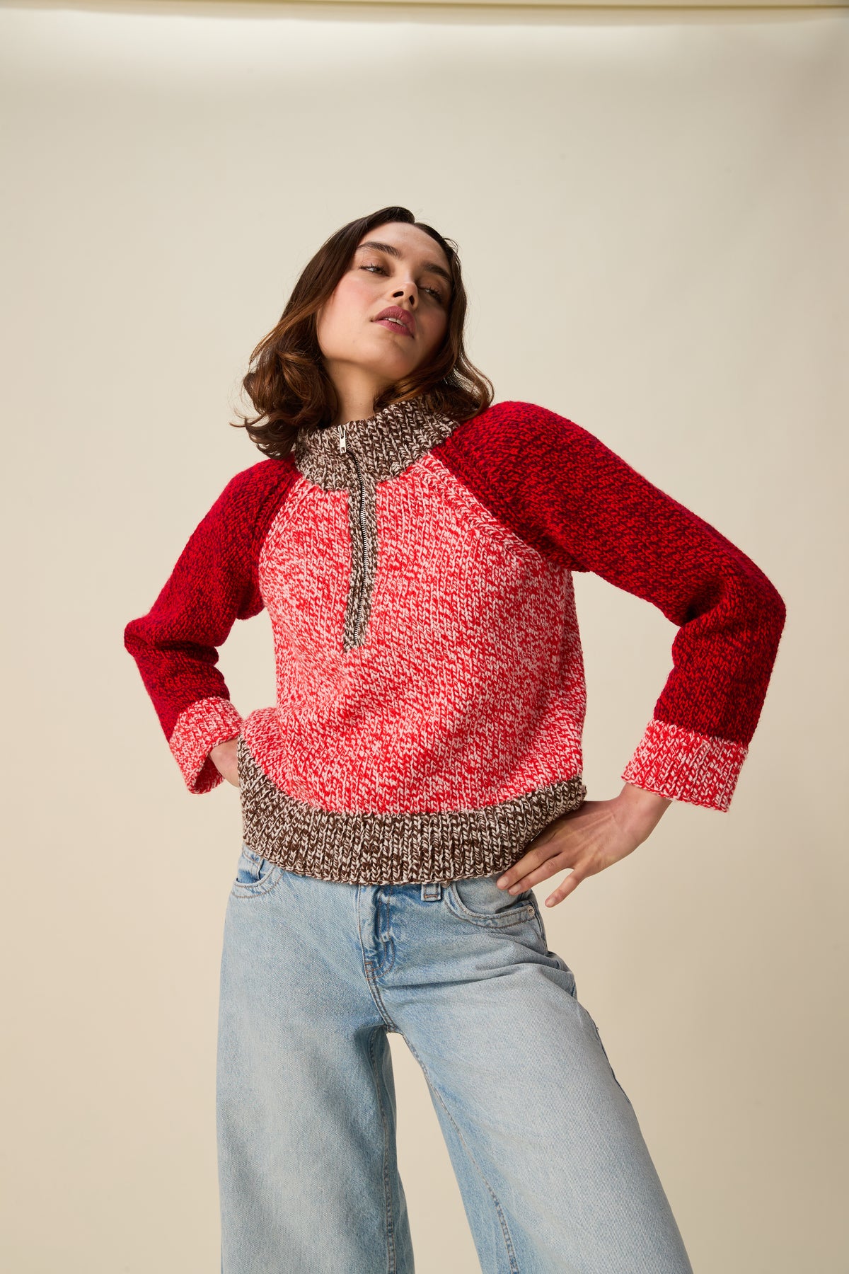 Knitting Pattern 10945 - Couple Zip-Up Sweater in Bonus Marl Chunky