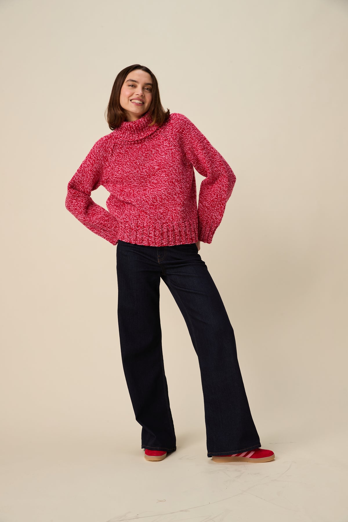 Knitting Pattern 10947 - Meld Roll Neck Sweater in Bonus Marl Chunky