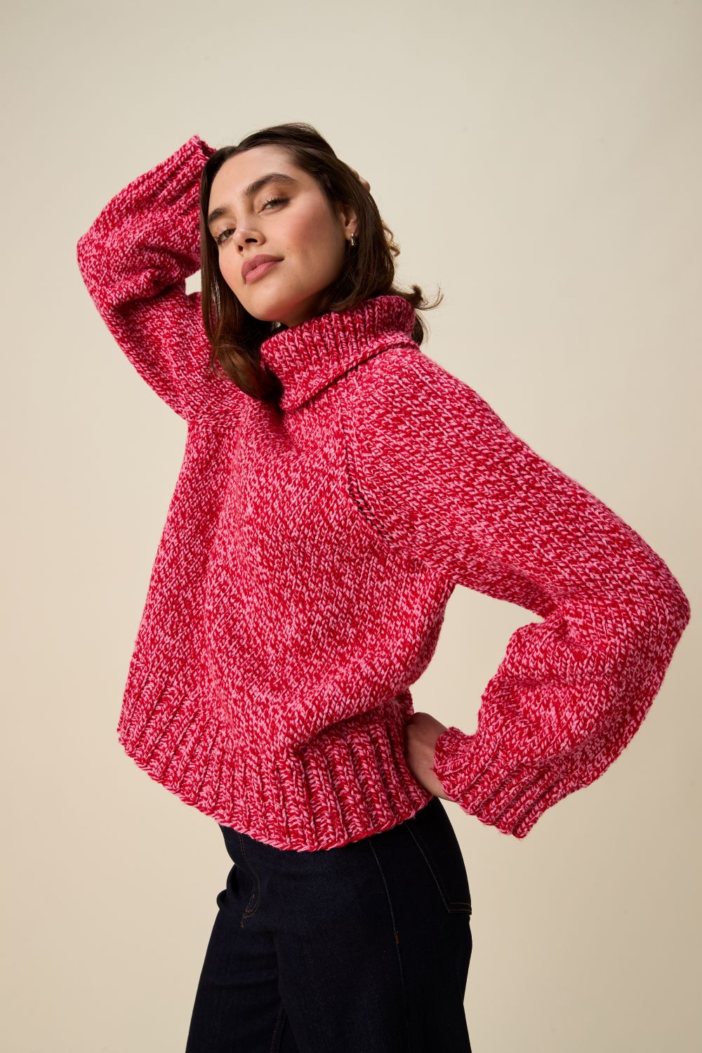 Knitting Pattern 10947 - Meld Roll Neck Sweater in Bonus Marl Chunky