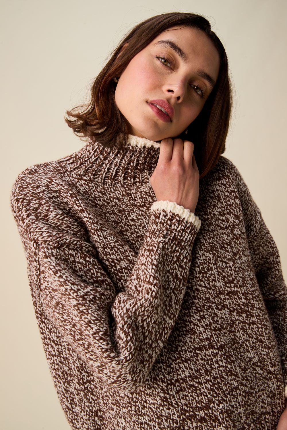 Knitting Pattern 10948 - Mingle High Neck Sweater in Bonus Marl Chunky