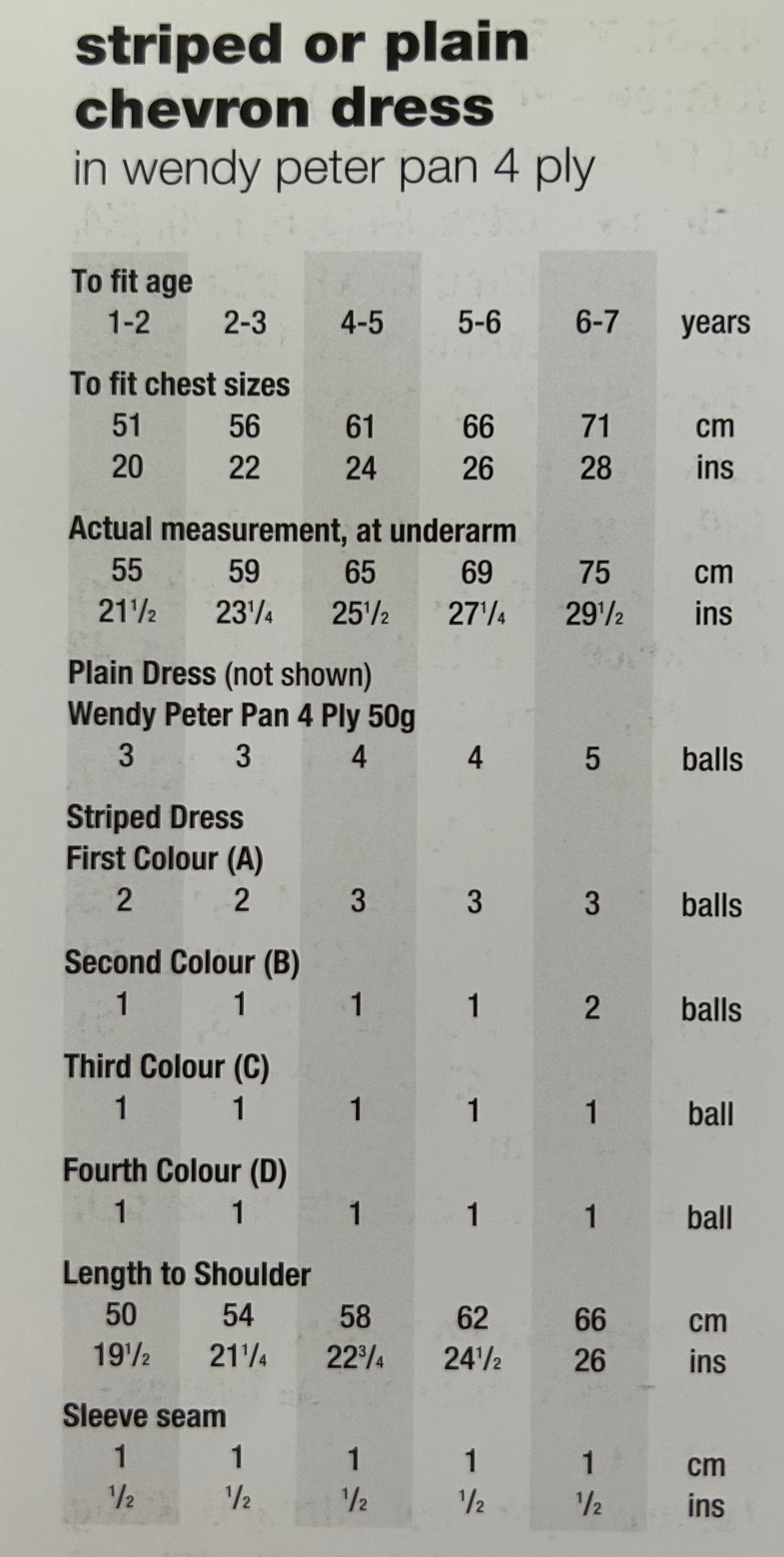 Knitting Pattern P1095 - Striped or Plain Chevron Dress in 4 Ply
