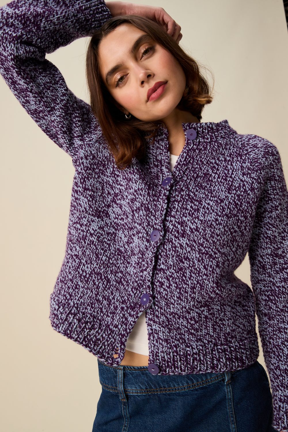 Knitting Pattern 10951 - Twirl Round Neck Cardigan in Bonus Marl Chunky
