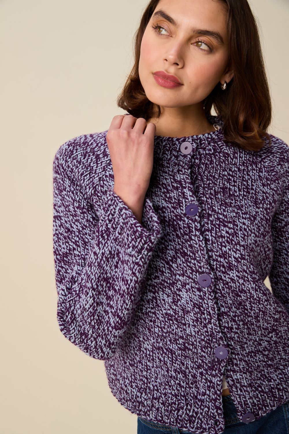 Knitting Pattern 10951 - Twirl Round Neck Cardigan in Bonus Marl Chunky