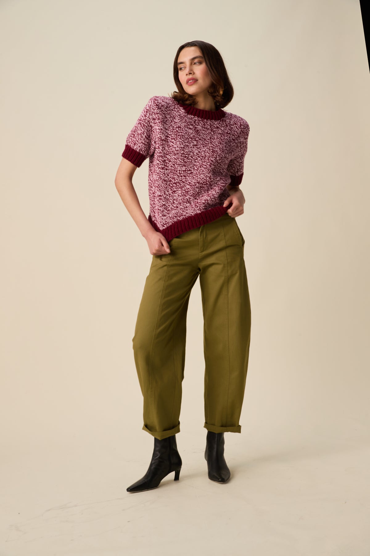 Knitting Pattern 10953 - Spin Short Sleeve Sweater in Bonus Marl Chunky